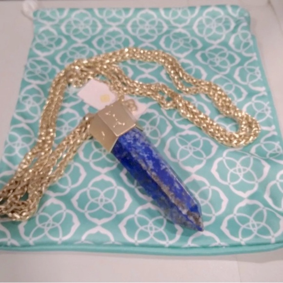 LAST ONE NWT [Kendra Scott] Jayce Long Stone Pendant Necklace, Gold & Blue Lapis - Picture 3 of 5